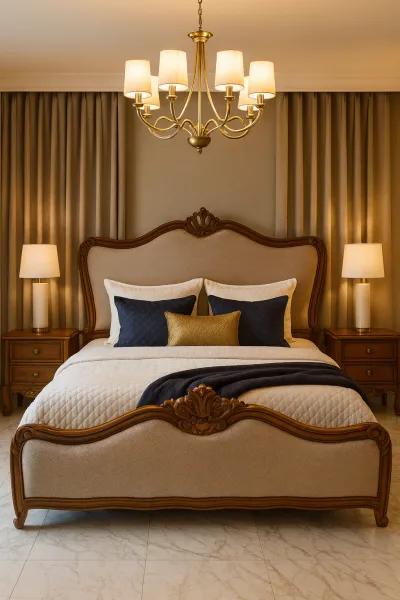 Elegant King Size Teak Wood Bed with Box Storage (DB03)