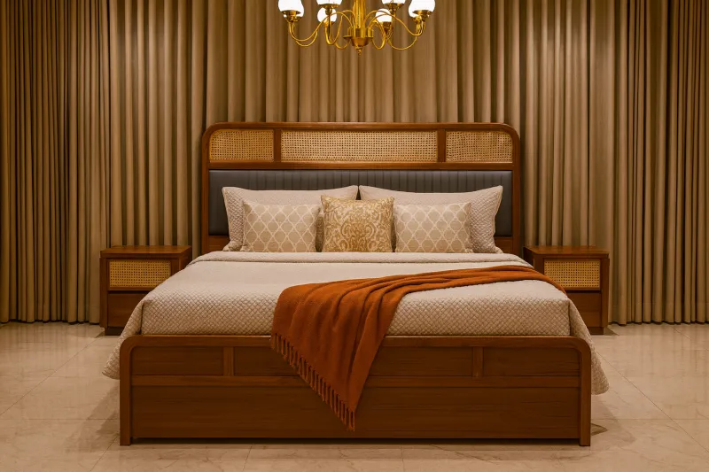 Victorian King Size Teak Wood Bed with Box Storage (DB23)