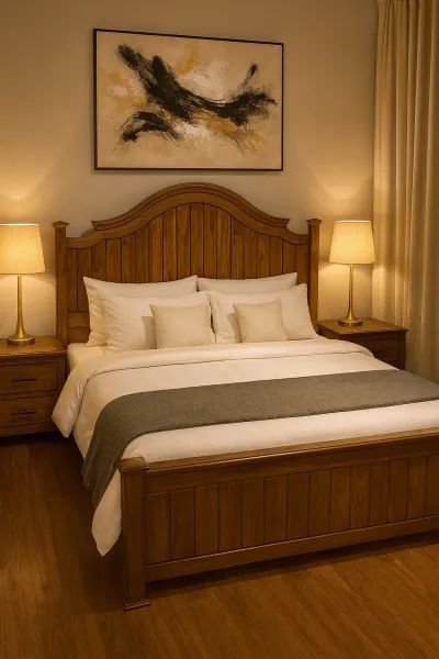 Modern King Size Teak Wood Bed with Box Storage (DB30)