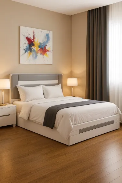 Modern Engineered Wood Bed with Hydraulic Storage (DB46)