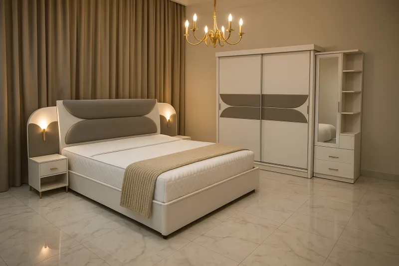 Modern Curved Engineered Wood Bed with Hydraulic Storage (DB53)