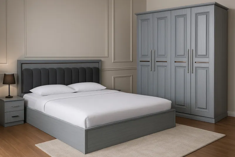 Premium Curved Engineered Wood Bed with Hydraulic Storage (DB55)