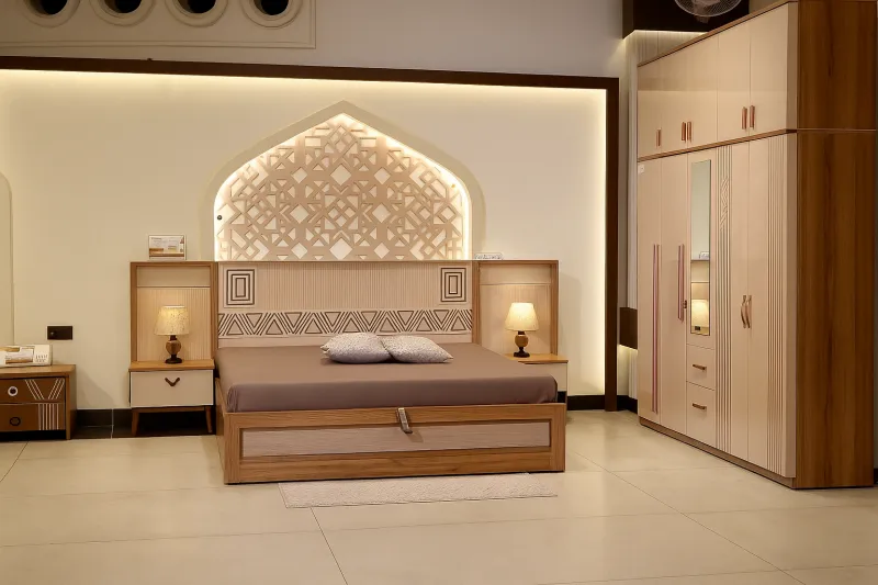 Carved Engineered Wood Bed with Hydraulic Storage (DB64)