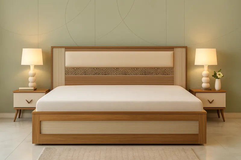 Carved Engineered Wood Bed with Hydraulic Storage (DB68)