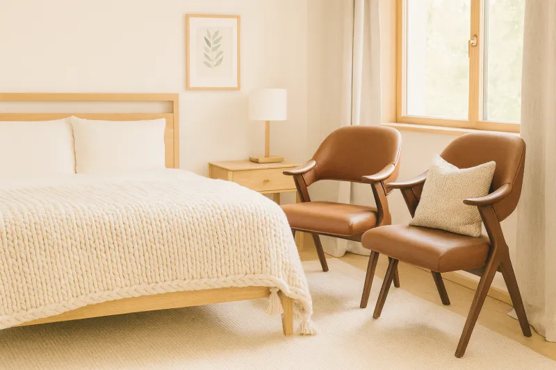 Modern Teak Wood Bedroom Chair with Upholstery (DBC05)