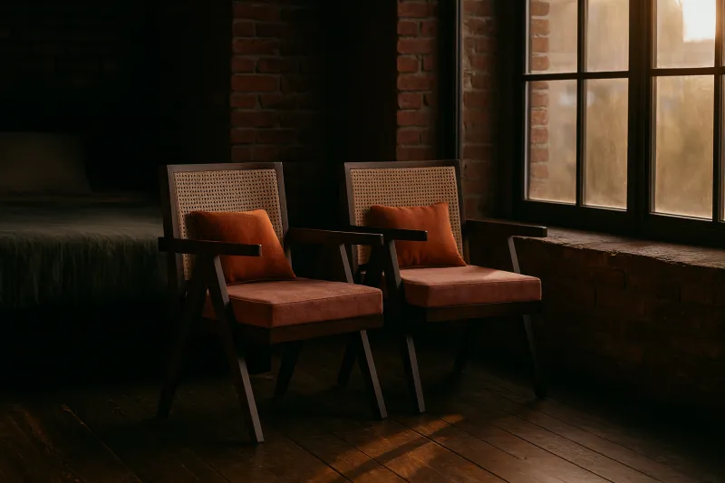 Premium Teak Wood Bedroom Chair with Upholstery (DBC13)