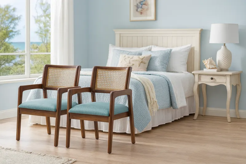 Modern Teak Wood Bedroom Chair with Upholstery (DBC15)