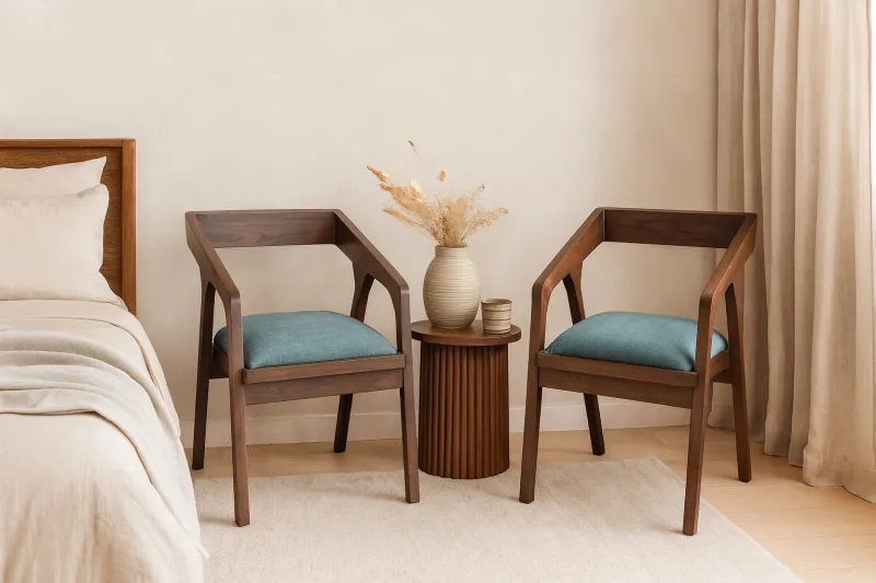 Modern Teak Wood Bedroom Chair with Upholstery (DBC20)