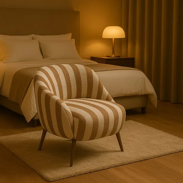 Modern Teak Wood Bedroom Chair with Upholstery (DBC32)