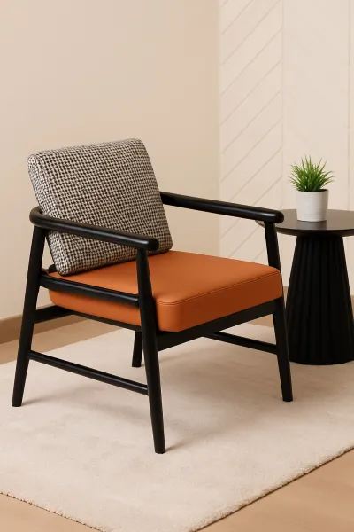 Premium Ash Wood Bedroom Chair with Upholstery (DBC41)