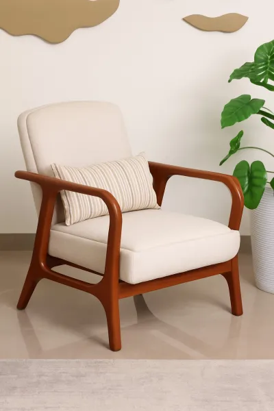 Modern Curved Ash Wood Bedroom Chair with Upholstery (DBC44)