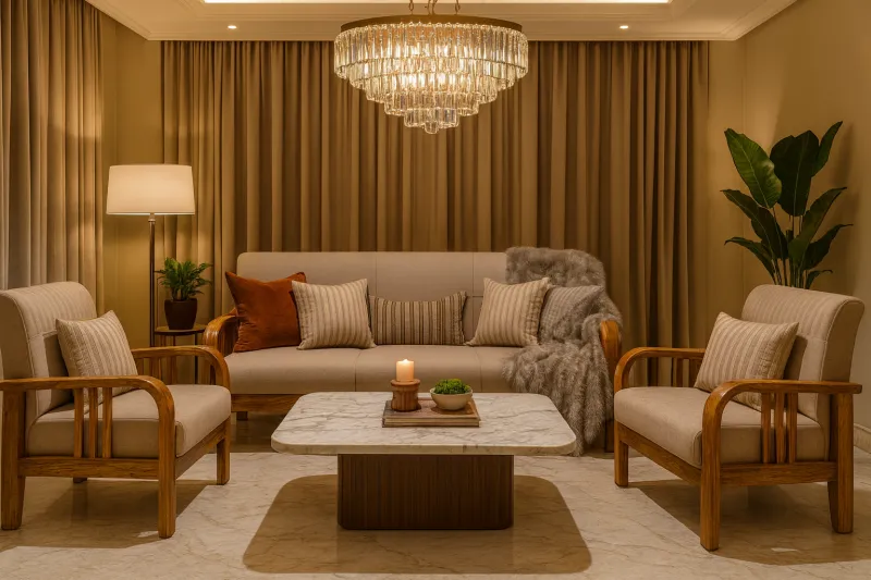 Premium 3+1+1 Sofa Set with Upholstery (DS12)