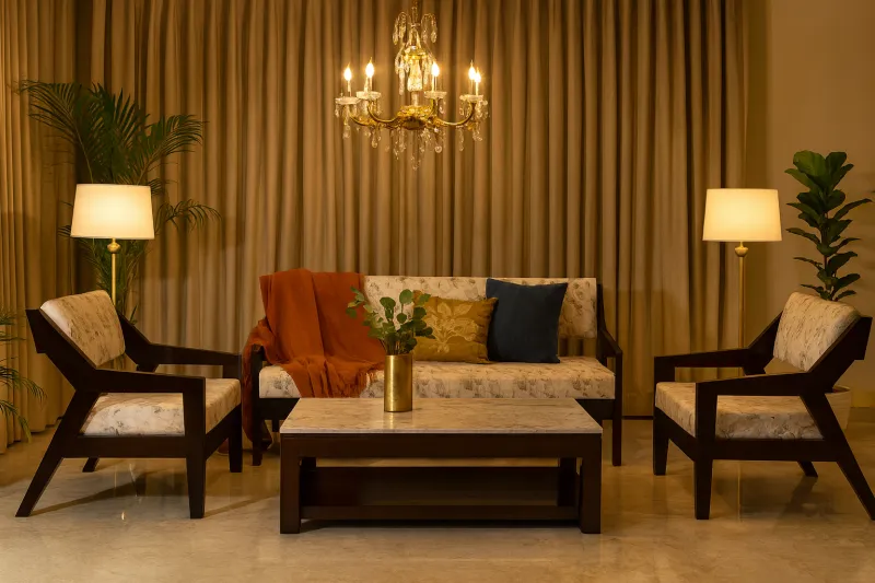 Modern Sheesham Wood 3+2+1 Sofa Set (DS14)