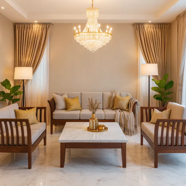 Elegant Sheesham Wood 3+2+1 Sofa Set with Upholstery (DS15)