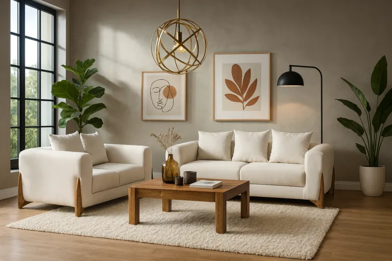 Modern 3+2 Seater Sofa Set with Upholstery (DS28)