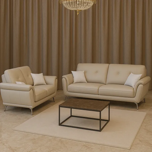 Modern 3+2 Seater Silver 3+2 Sofa Set with Upholstery (DS32)