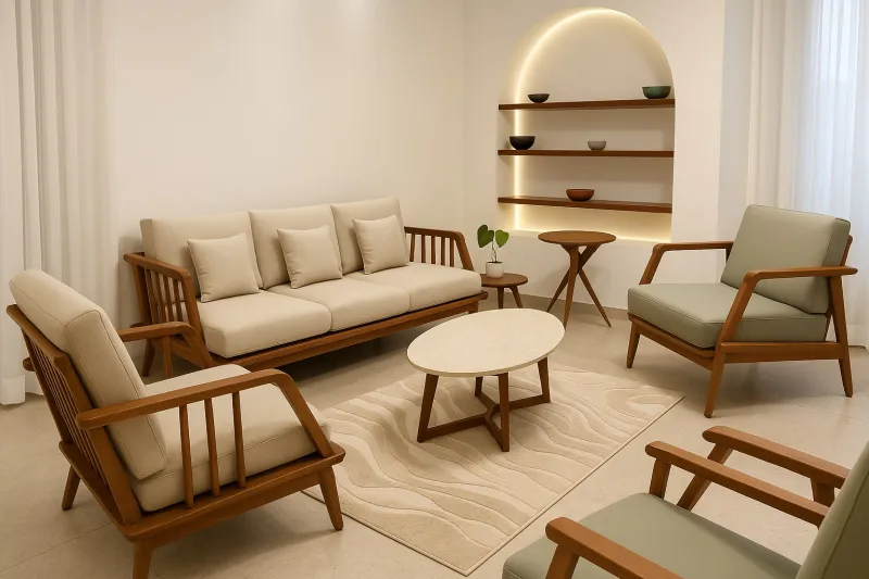 Modern 3+2+1 Seater Mild Steel 3+2+1 Sofa Set with Upholstery (DS48)