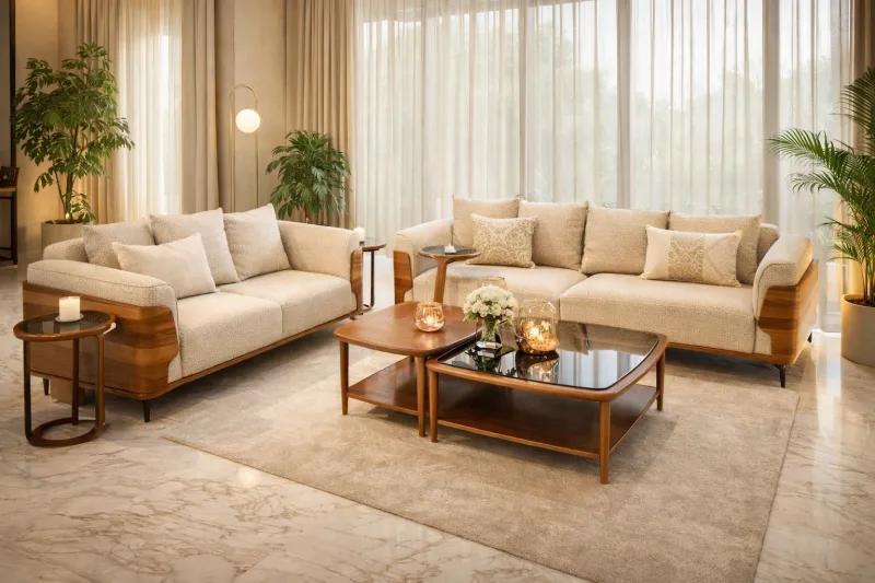 Contemporary 3+2 Seater Sofa Set with Upholstery (DS49)