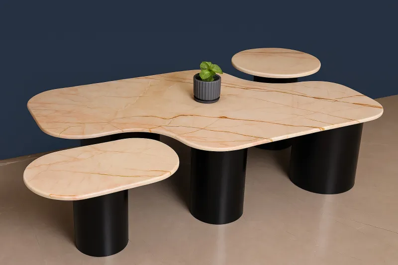 Contemporary Nesting Tables with Marble Top (DCT25)