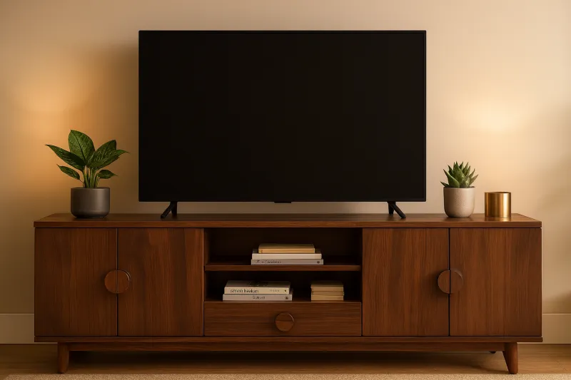 Modern Teak Wood TV Cabinet (DTV03)