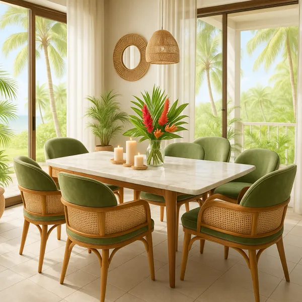 Modern Teak Wood Dining Set with Upholstery (DDT02)