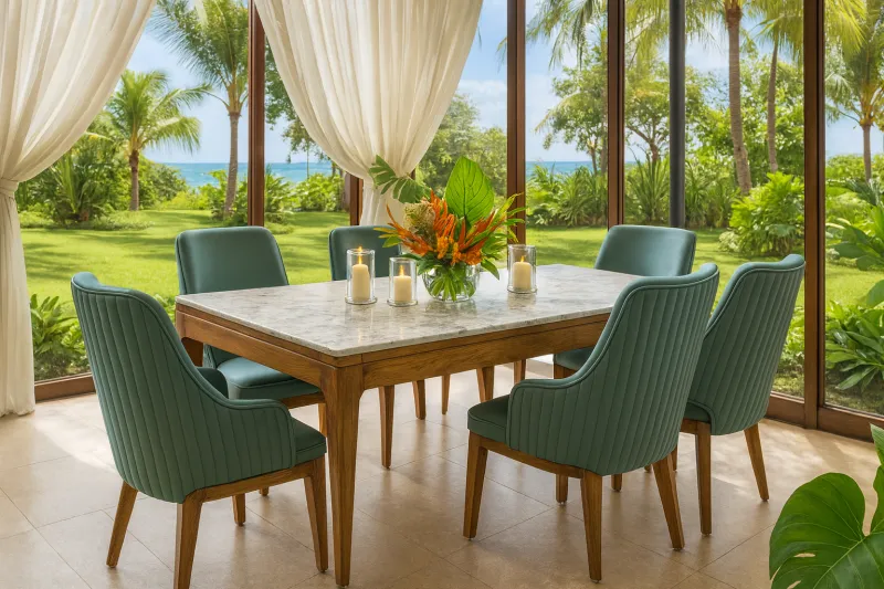 Elegant Teak Wood Dining Set with Upholstery (DDT06)