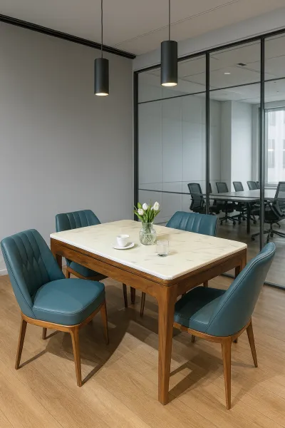 Modern 4 Seater Teak Wood Dining Set with Upholstery (DDT12)