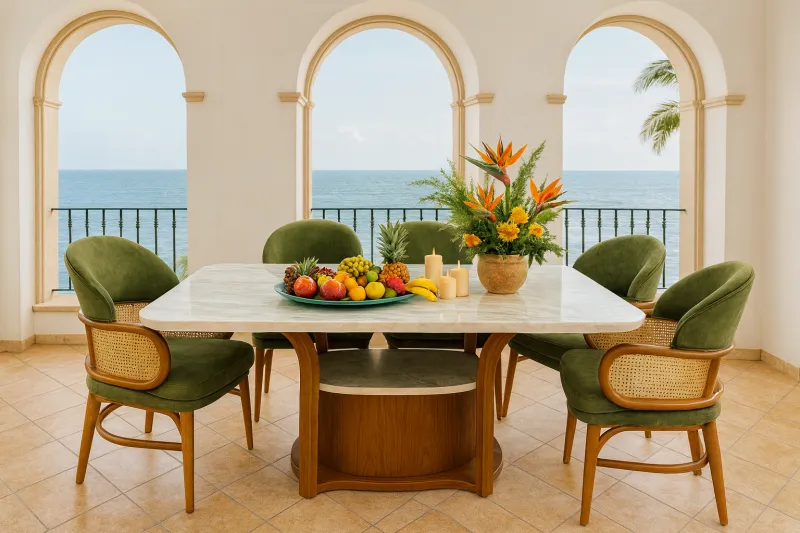 Modern 6 Seater Dining Set with Upholstery (DDT17)