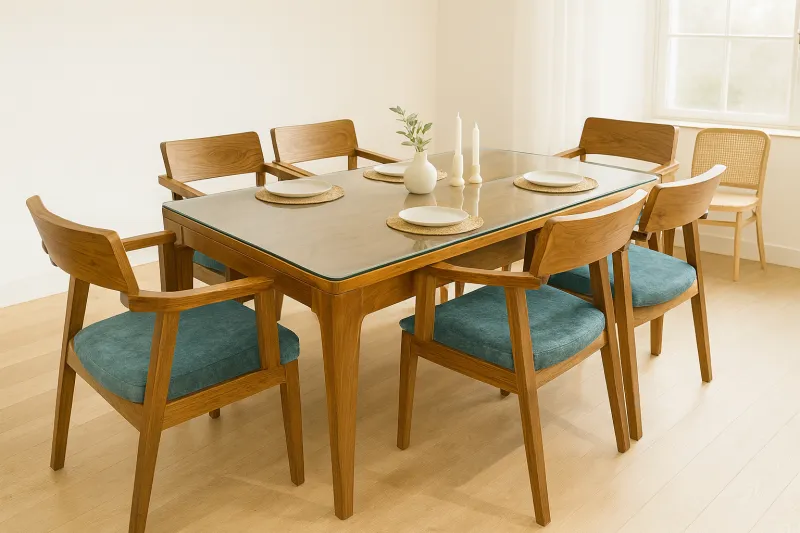 Premium 6 Seater Ash Wood Dining Set with Upholstery (DDT20.)