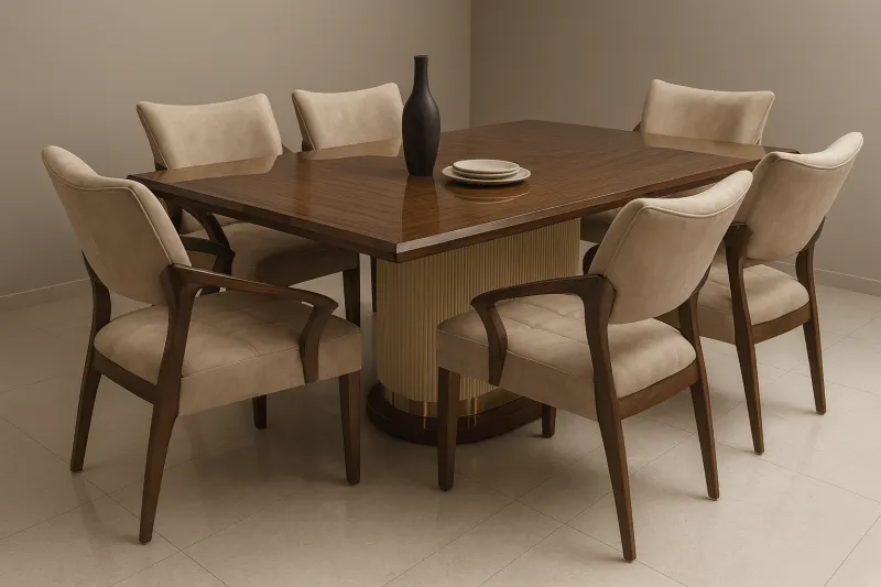 Modern 6 Seater Ash Wood Dining Set with Upholstery (DDT22)