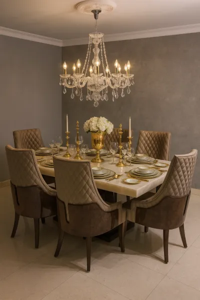 Elegant 6 Seater Teak Wood Dining Set with Upholstery (DDT32)