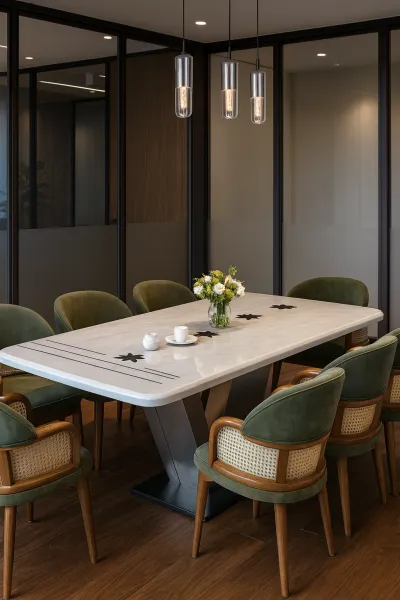 Modern 6 Seater Teak Wood Dining Set with Upholstery (DDT34)