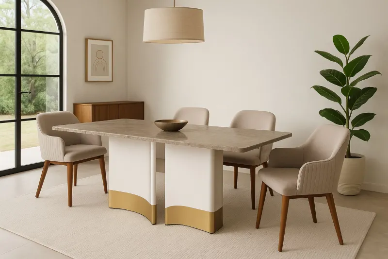 Modern 6 Seater Ash Wood Dining Set with Upholstery (DDT39)