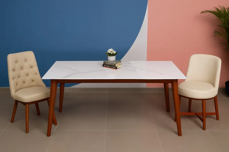 Luxury 6 Seater Ash Wood Dining Set with Upholstery (DDT44)