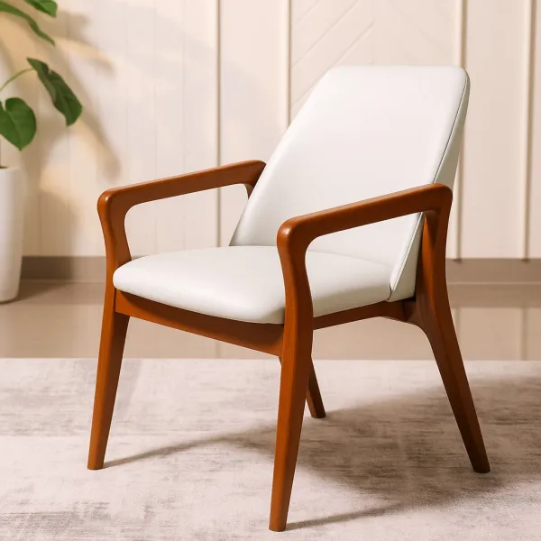 Modern Curved Ash Wood Dining Chair with Upholstery (DDC03)