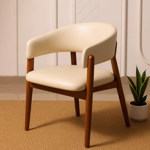 Modern Curved Ash Wood Dining Chair with Upholstery (DDC10)