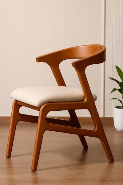 Modern Curved Ash Wood Dining Chair with Upholstery (DDC13)