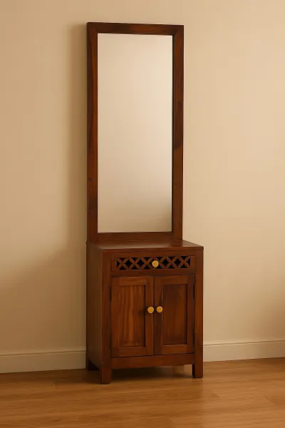 Carved Teak Wood Dressing Table with Mirror (DD13)