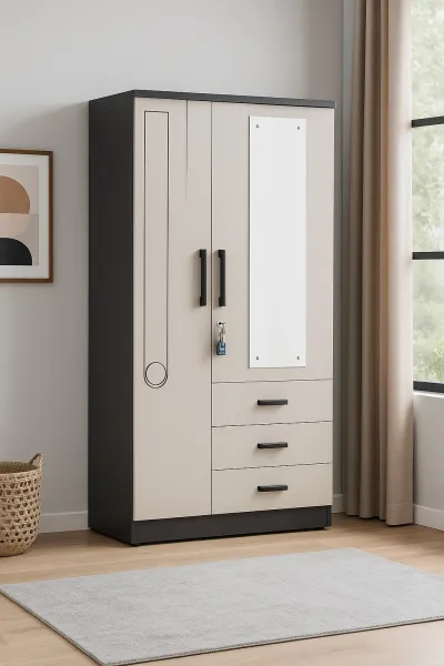 Modern Plywood Wardrobe with Mirror (DW06)