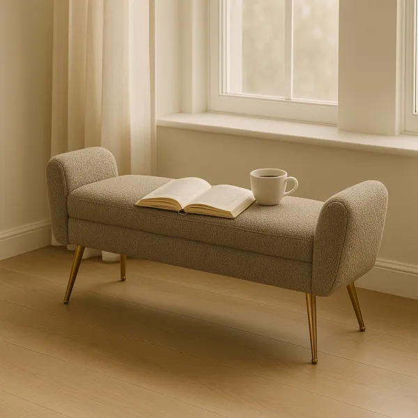 Modern Teak Wood Bench with Upholstery (DP03)