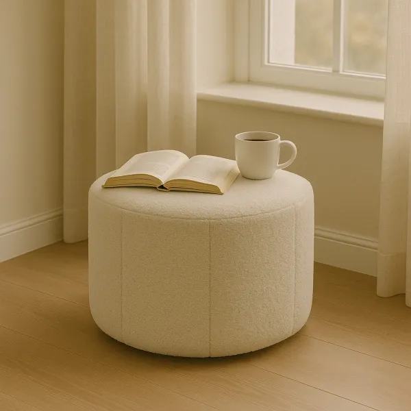 Minimalist Teak Wood Puffy with Upholstery (DP06)