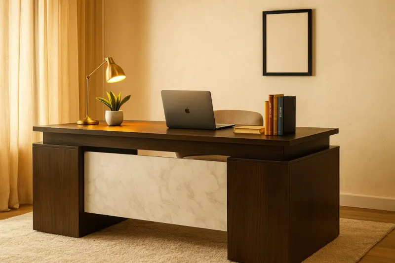 Modern Plywood Office Desk with Marble Top (DOFF01)