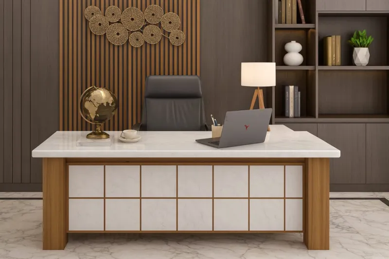 Modern Plywood Office Desk with Marble Top (DOFF03)