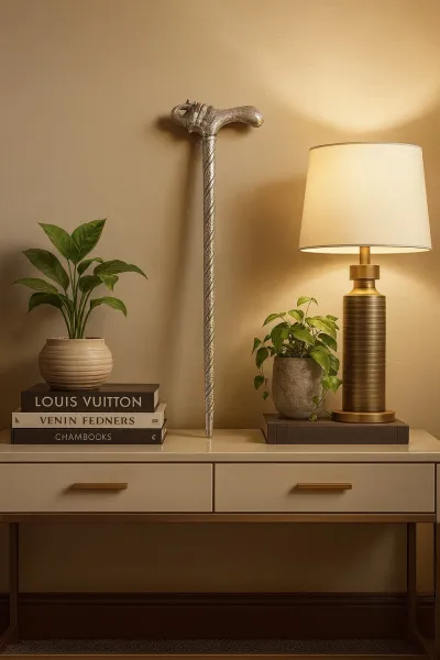 Traditional Silver Home Decor with Cane Work (DHD32)