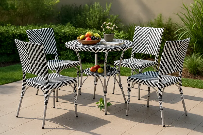 Contemporary Mild Steel Outdoor Set with Cane Work (DOF02MS)