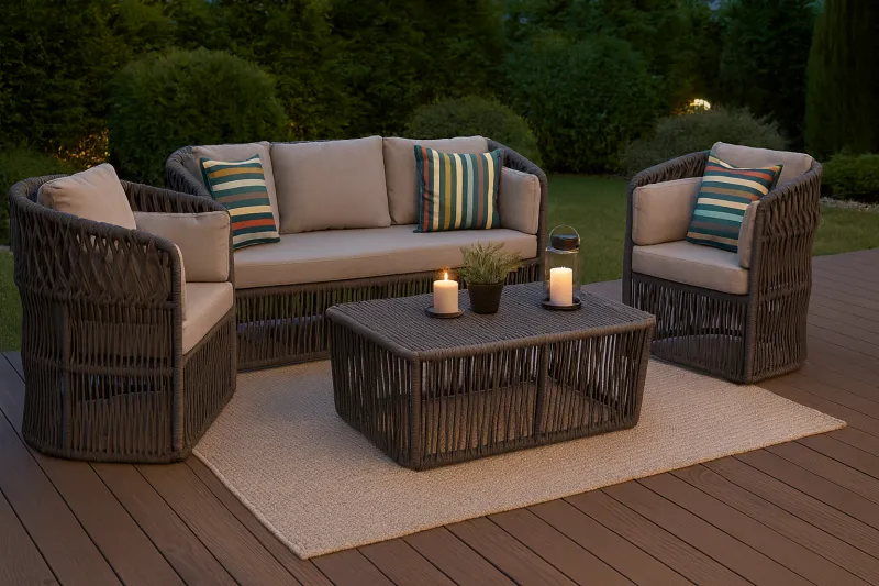 Modern Mild Steel Outdoor Set with Upholstery (DOF05MS)