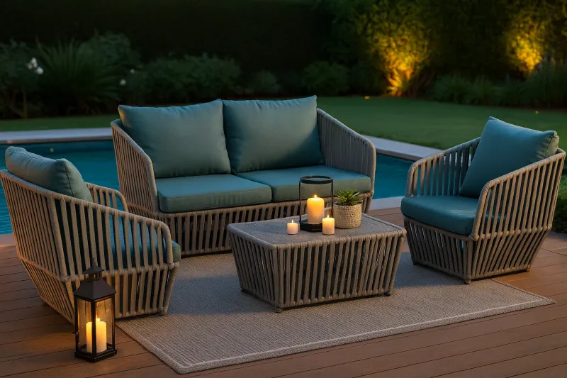 Elegant Mild Steel Outdoor Set with Upholstery (DOF07MS)