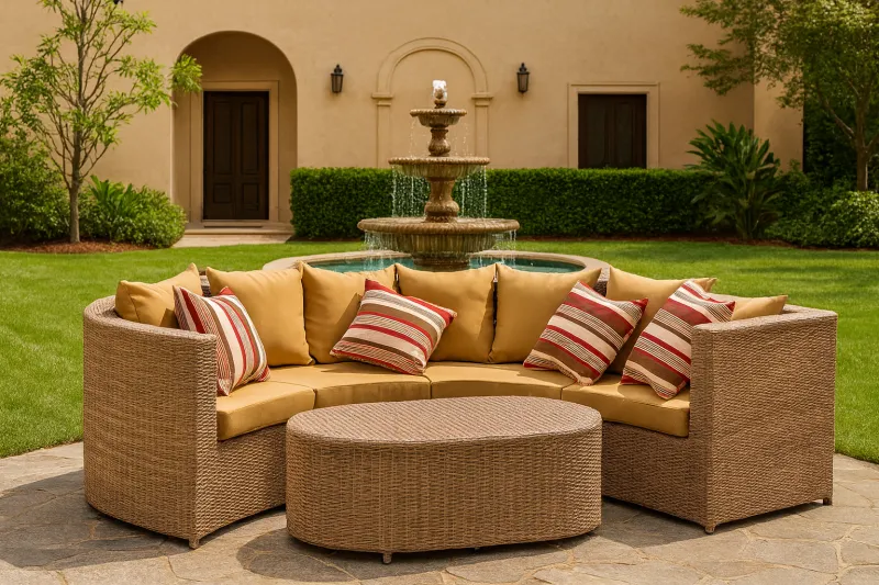 Woven Mild Steel Outdoor Set with Upholstery (DOF09MS)