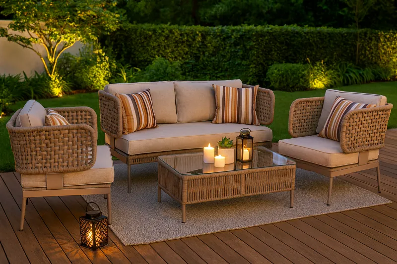 Elegant Mild Steel Outdoor Set with Upholstery (DOF08MS)