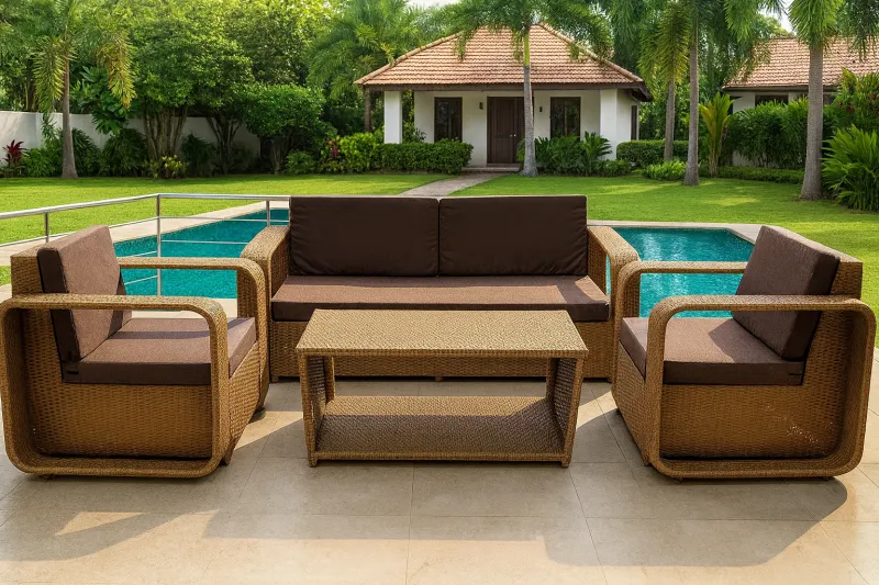 Modern Mild Steel Outdoor Set with Upholstery (DOF10MS)